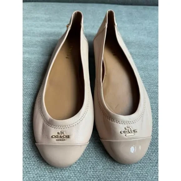 Coach Chelsea Matte Calf Patent Beechwood Flats Sz 6 - Picture 8 of 12